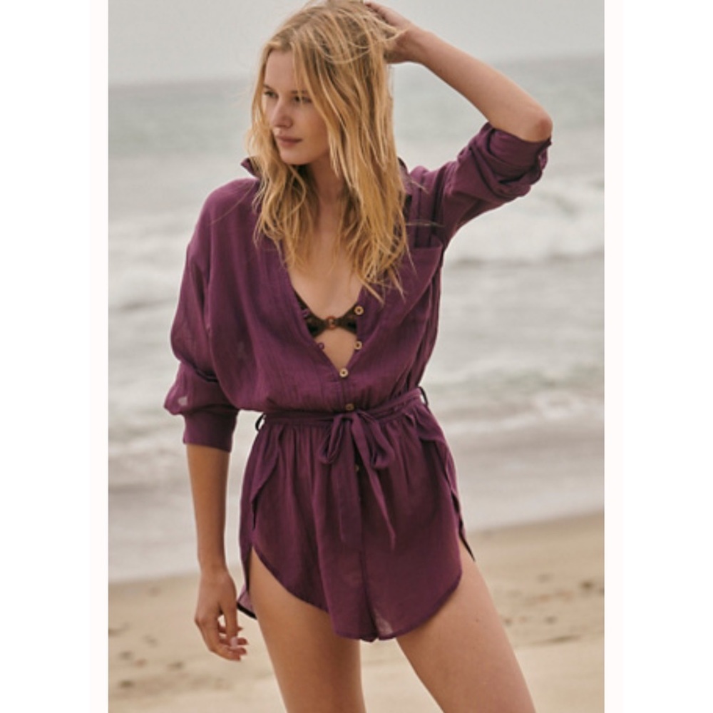 Free People Sea Side Romper in Fig Jam